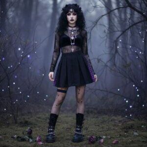 Whimsygoth Hot Topic, Purple & Black Pleated Tartan Kilt Mini Skirt Small